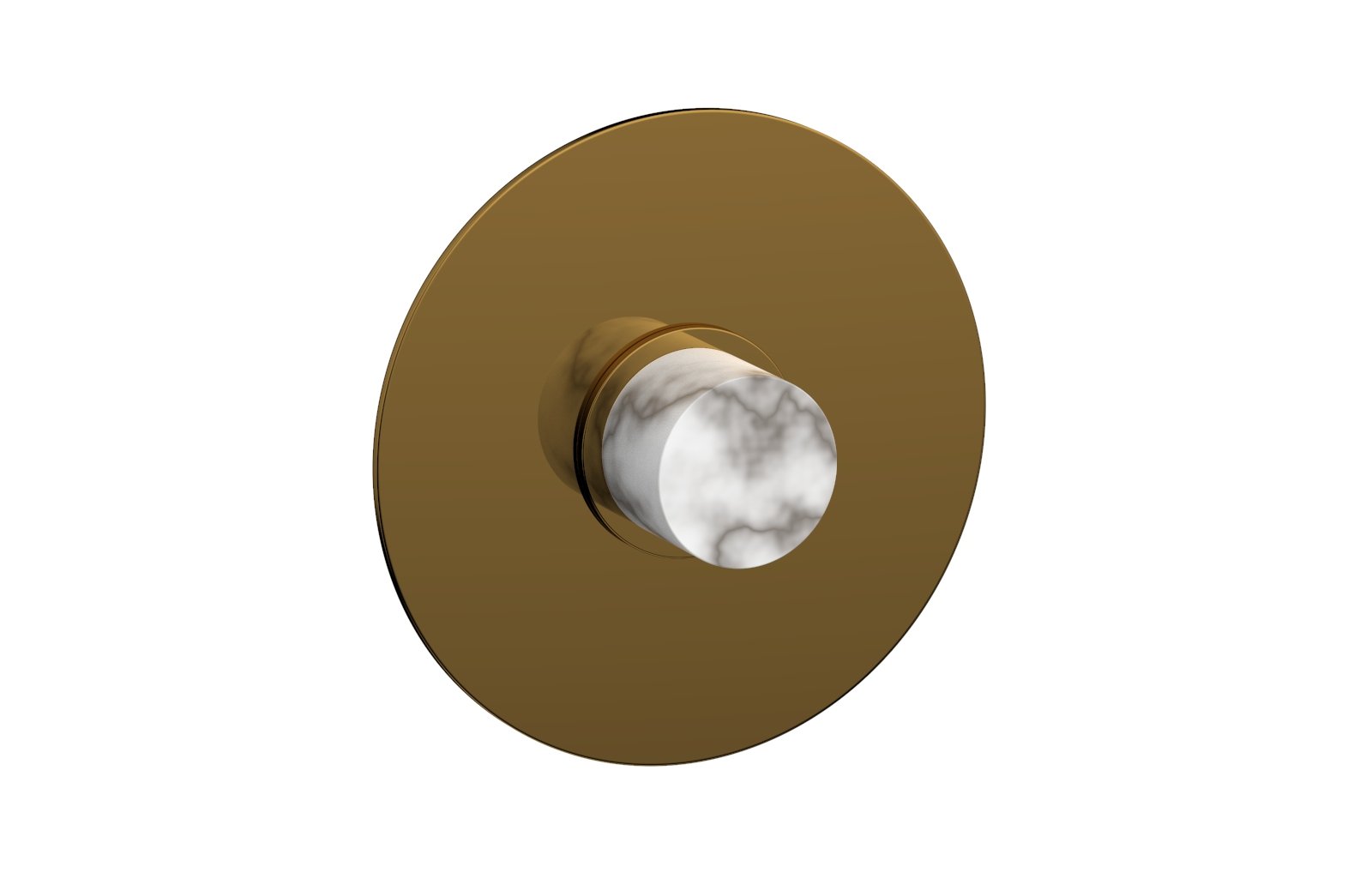 BASIC II Pressure Balance Round Shower Plate & Handle Trim, White Marble Handle 4-182