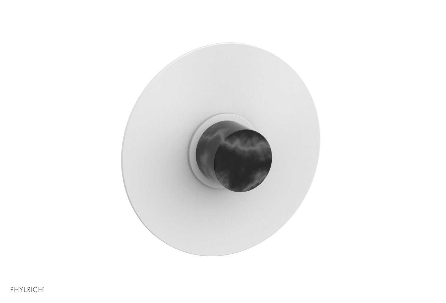 BASIC II 3/4" Thermostatic Round Shower Trim Plate, Black Marble Handle 4-182