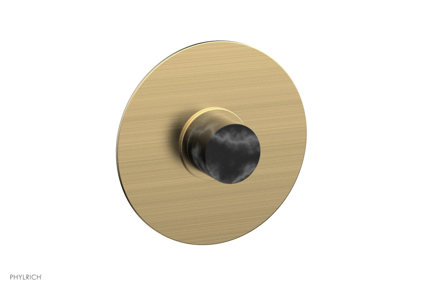 BASIC II 3/4" Thermostatic Round Shower Trim Plate, Black Marble Handle 4-182