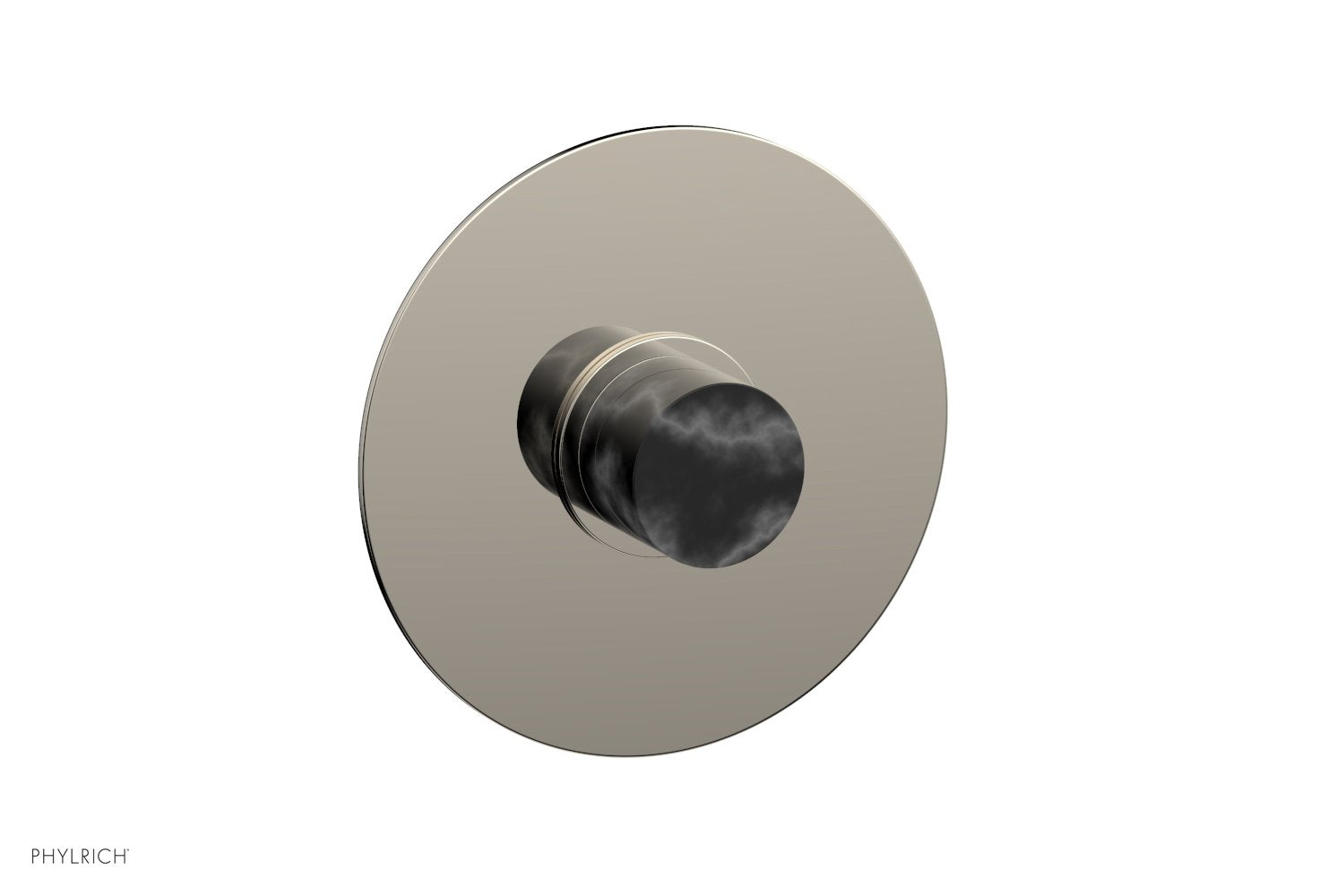 BASIC II 3/4" Thermostatic Round Shower Trim Plate, Black Marble Handle 4-182