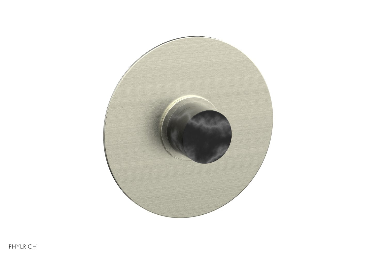 BASIC II Pressure Balance Round Shower Plate & Handle Trim, Black Marble Handle 4-182