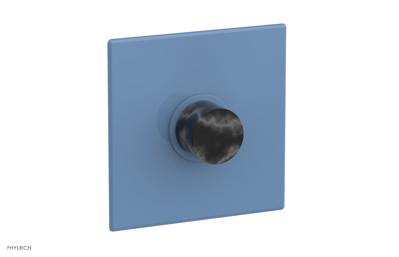 BASIC II Pressure Balance Square Shower Plate & Black Marble Handle Trim 4-186