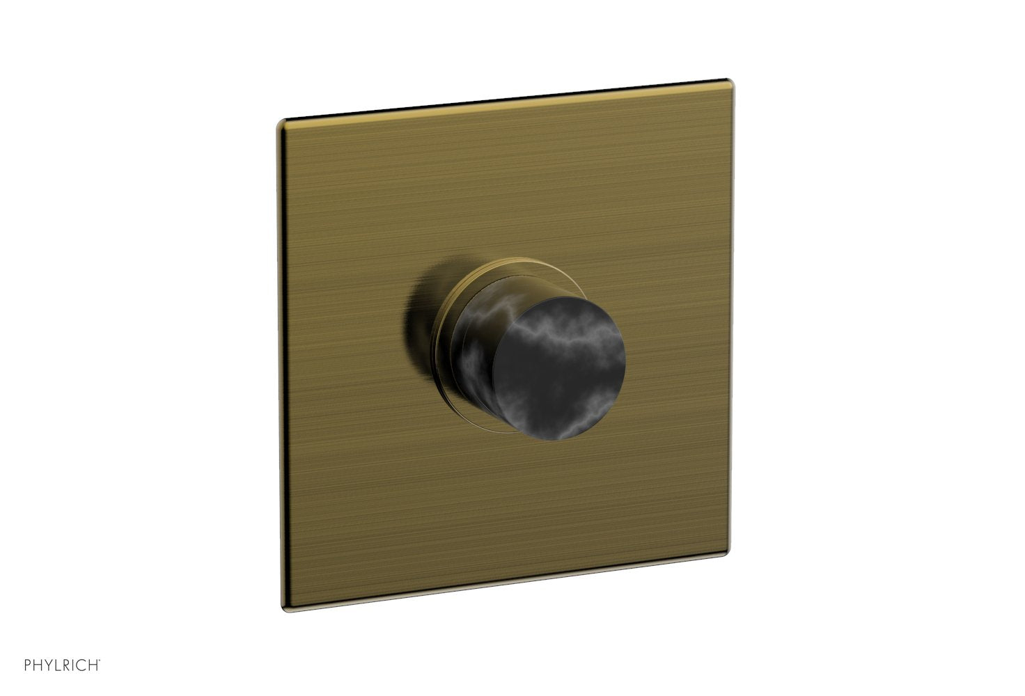 BASIC II Pressure Balance Square Shower Plate & Black Marble Handle Trim 4-186