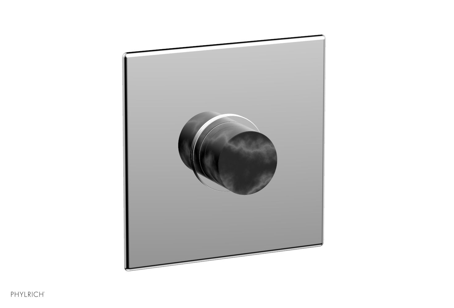 BASIC II Pressure Balance Square Shower Plate & Black Marble Handle Trim 4-186