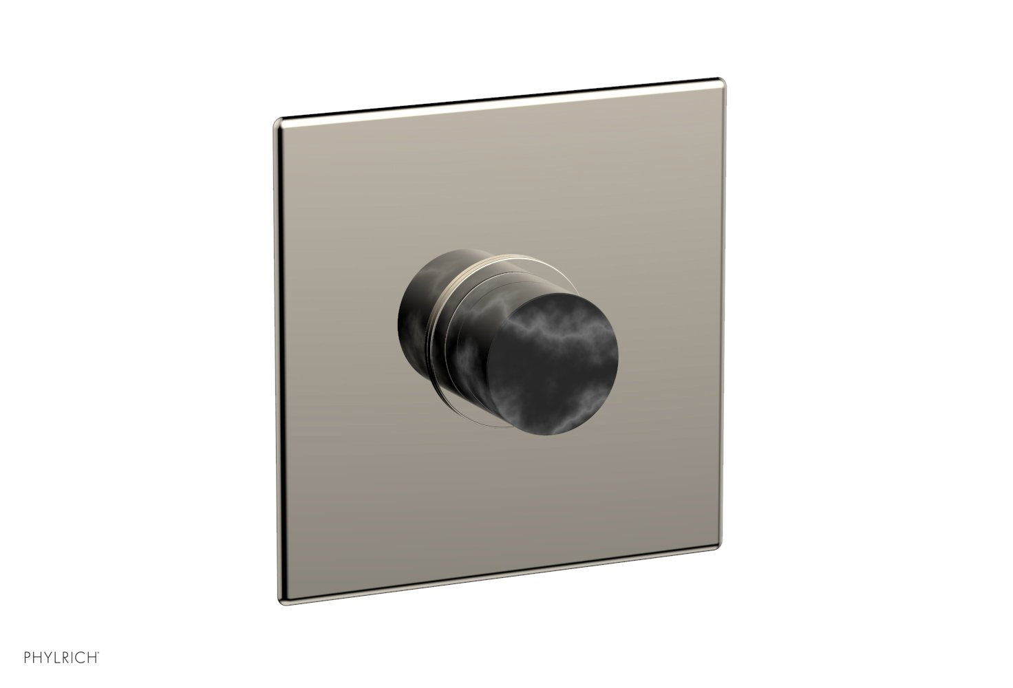 BASIC II Pressure Balance Square Shower Plate & Black Marble Handle Trim 4-186