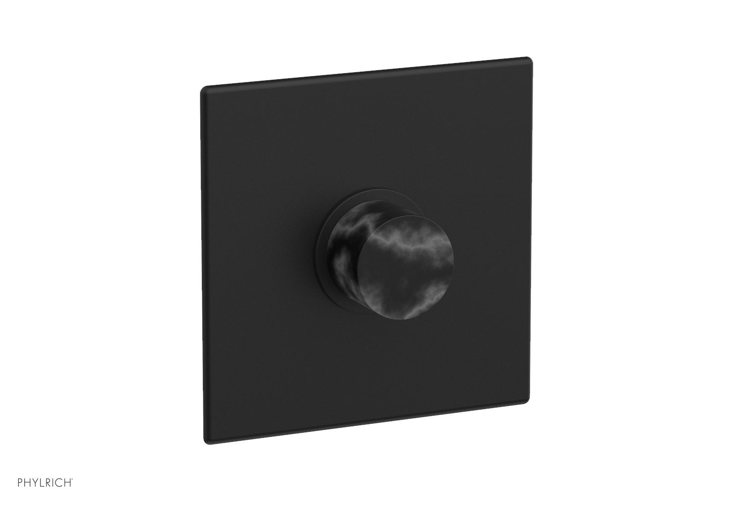 BASIC II Pressure Balance Square Shower Plate & Black Marble Handle Trim 4-186