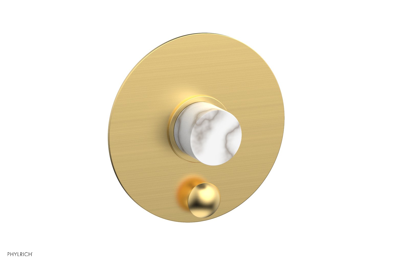 BASIC II Pressure Balance Shower Plate with Diverter and Handle Trim Set - White Marble 4-198