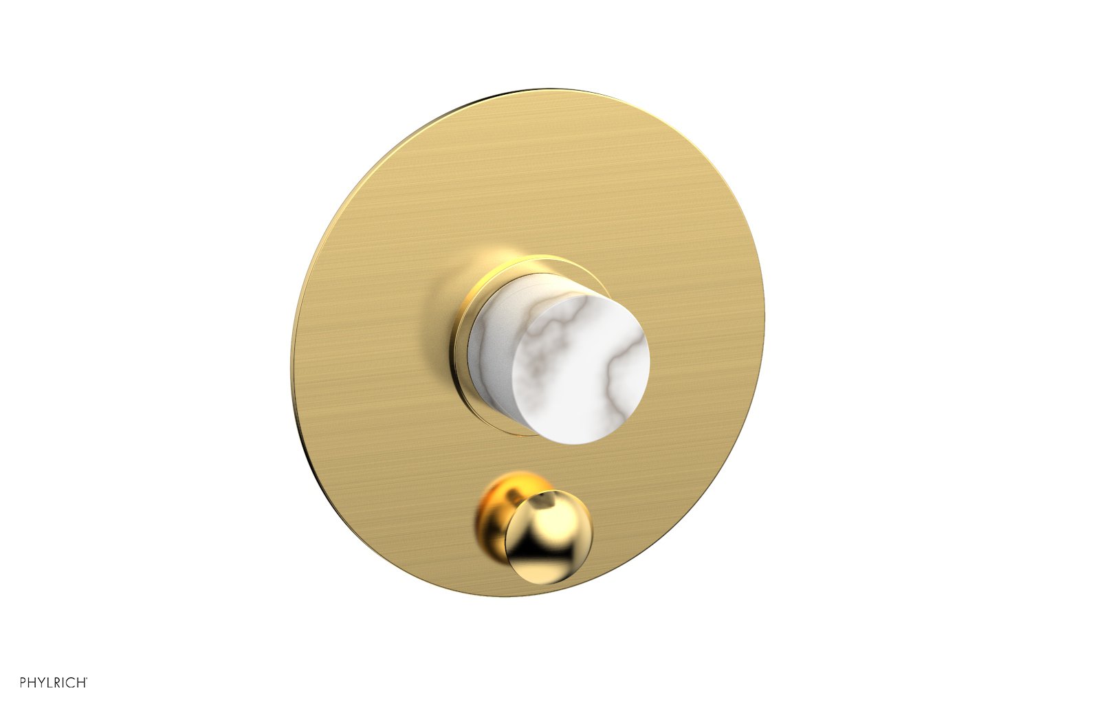 BASIC II Pressure Balance Shower Plate with Diverter and Handle Trim Set - White Marble 4-198