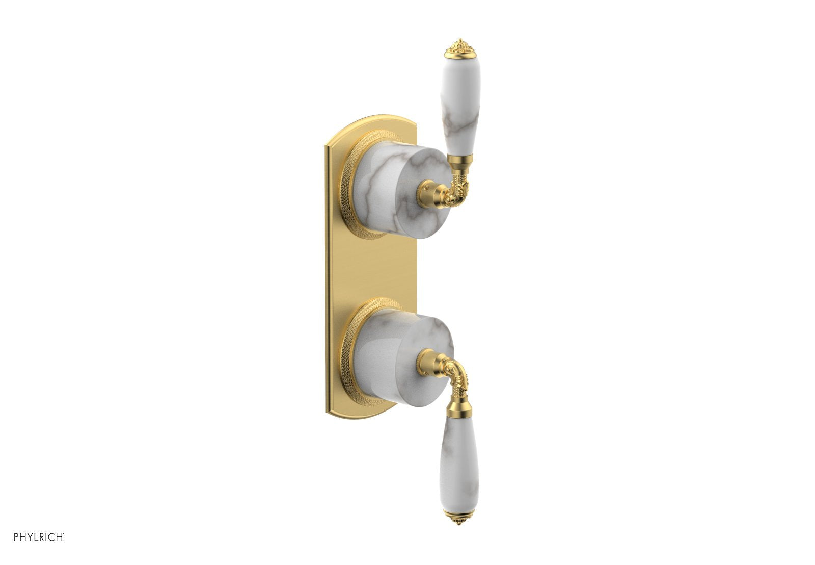VALENCIA - Thermostatic Valve with Volume Control or Diverter, White Marble Lever Handles 4-453B