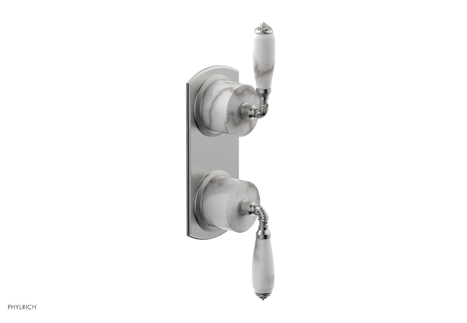 VALENCIA - Thermostatic Valve with Volume Control or Diverter, White Marble Lever Handles 4-453B