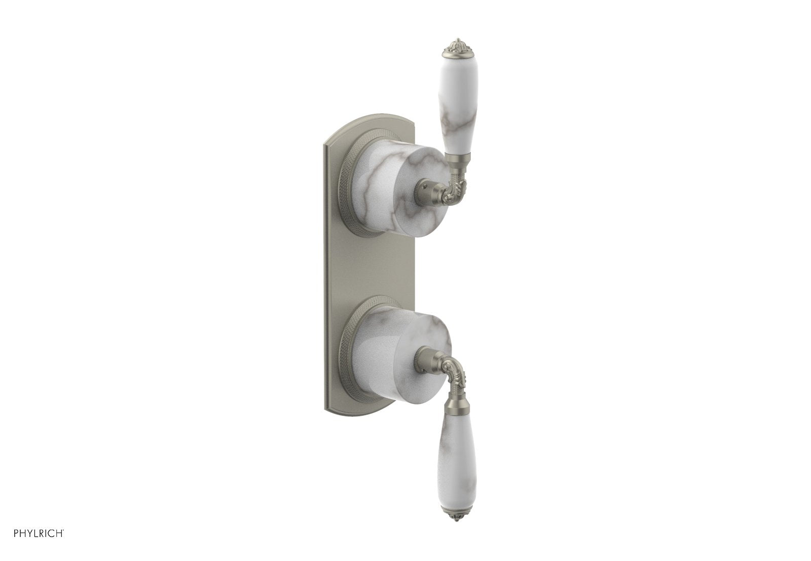 VALENCIA - Thermostatic Valve with Volume Control or Diverter, White Marble Lever Handles 4-453B