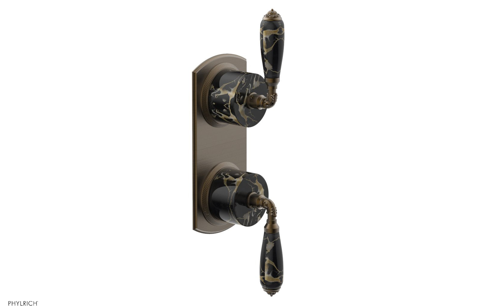 VALENCIA - Thermostatic Valve with Volume Control or Diverter, Black Marble Lever Handles 4-453C