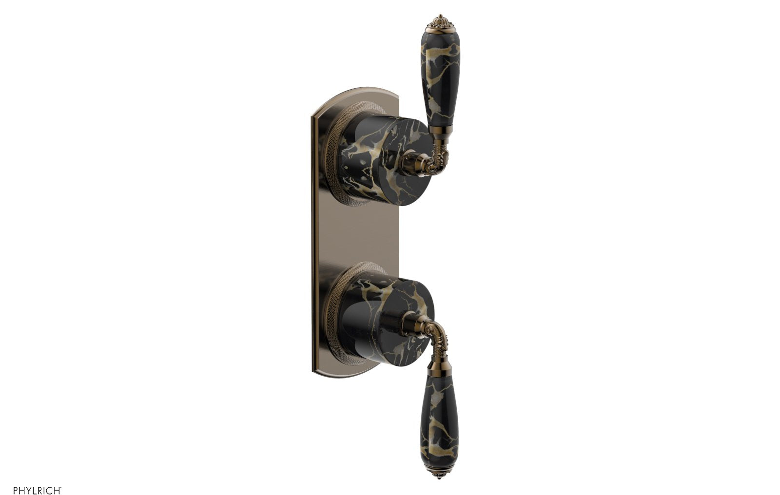 VALENCIA - Thermostatic Valve with Volume Control or Diverter, Black Marble Lever Handles 4-453C