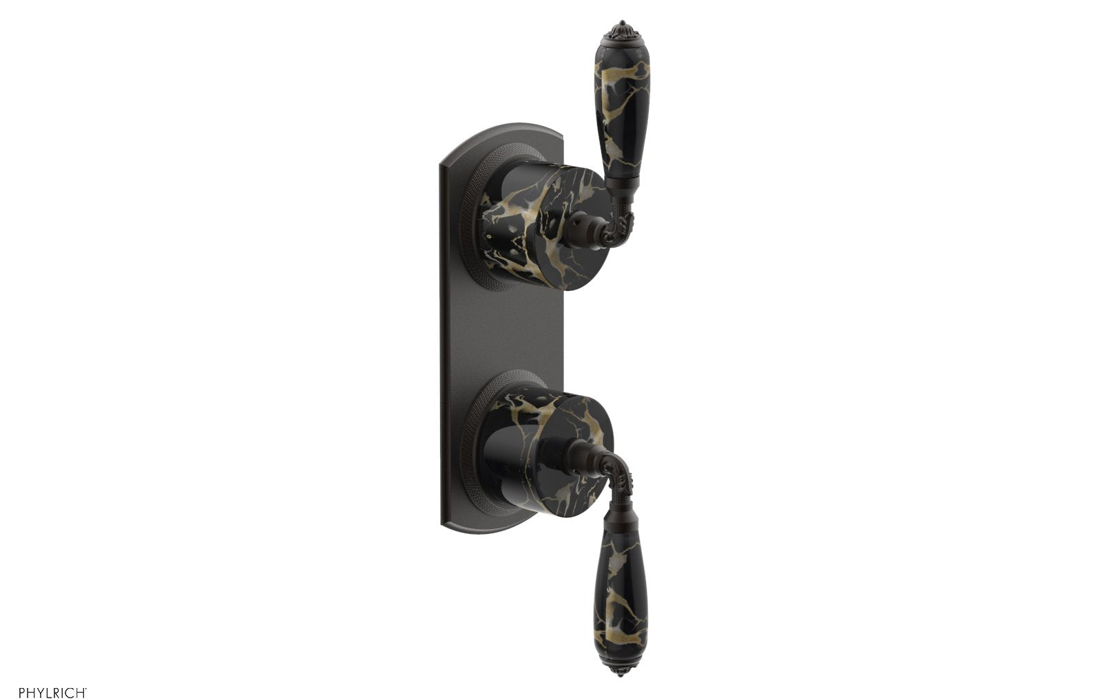 VALENCIA - Thermostatic Valve with Volume Control or Diverter, Black Marble Lever Handles 4-453C