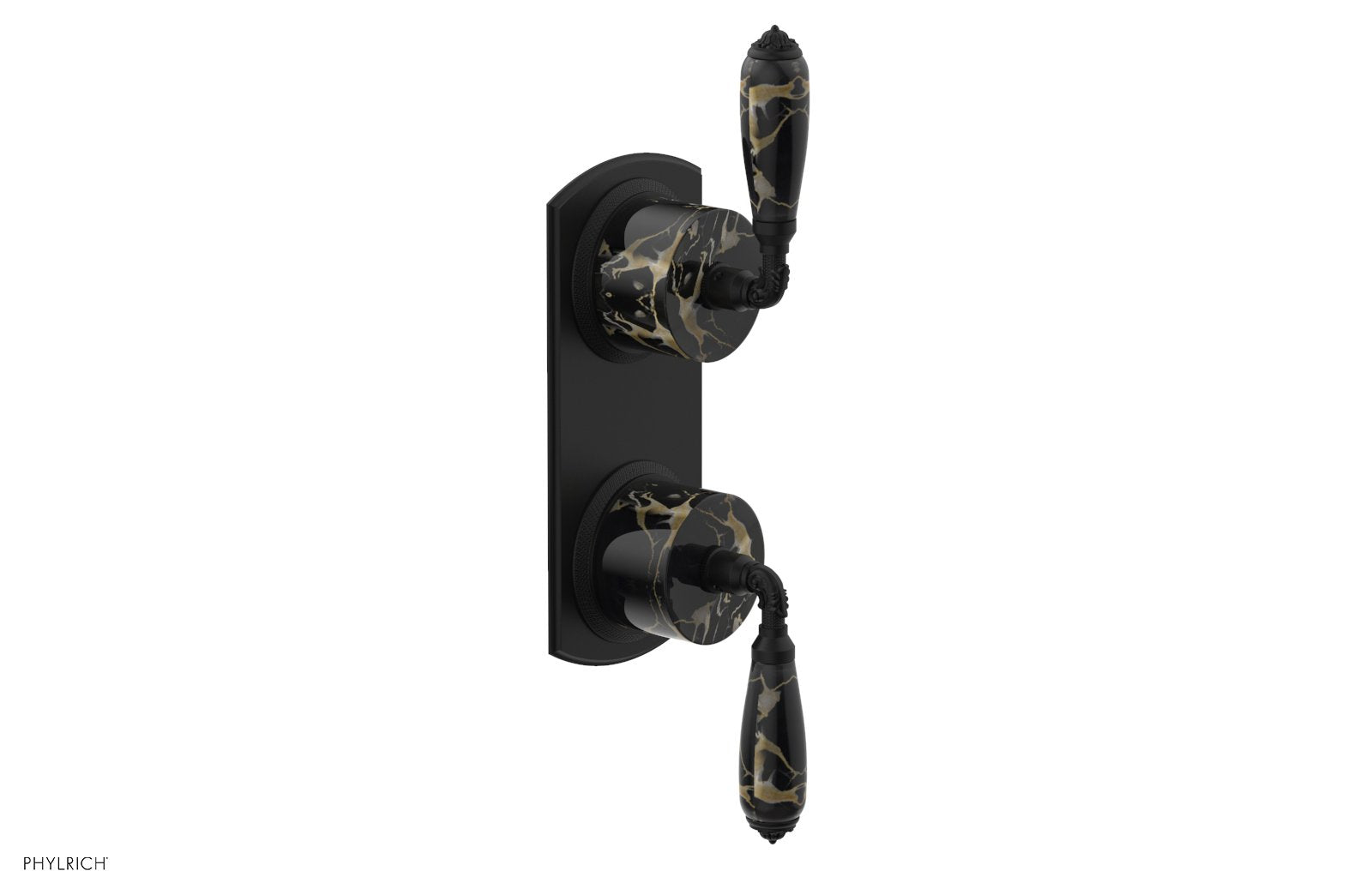 VALENCIA - Thermostatic Valve with Volume Control or Diverter, Black Marble Lever Handles 4-453C