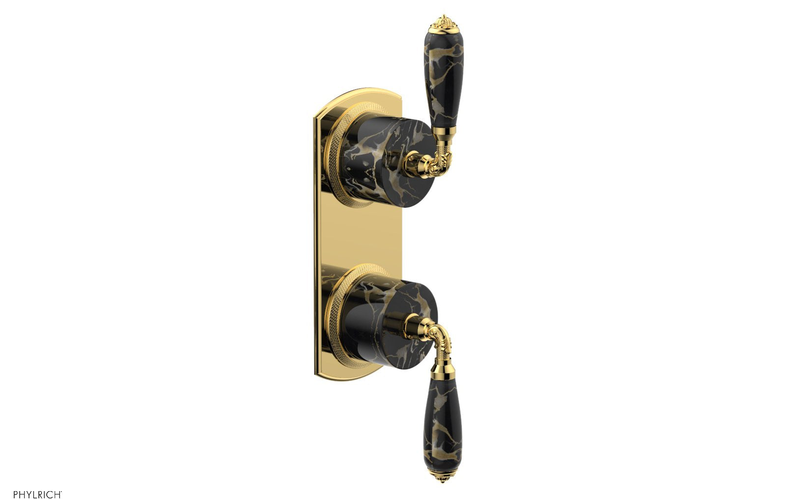 VALENCIA - Thermostatic Valve with Volume Control or Diverter, Black Marble Lever Handles 4-453C