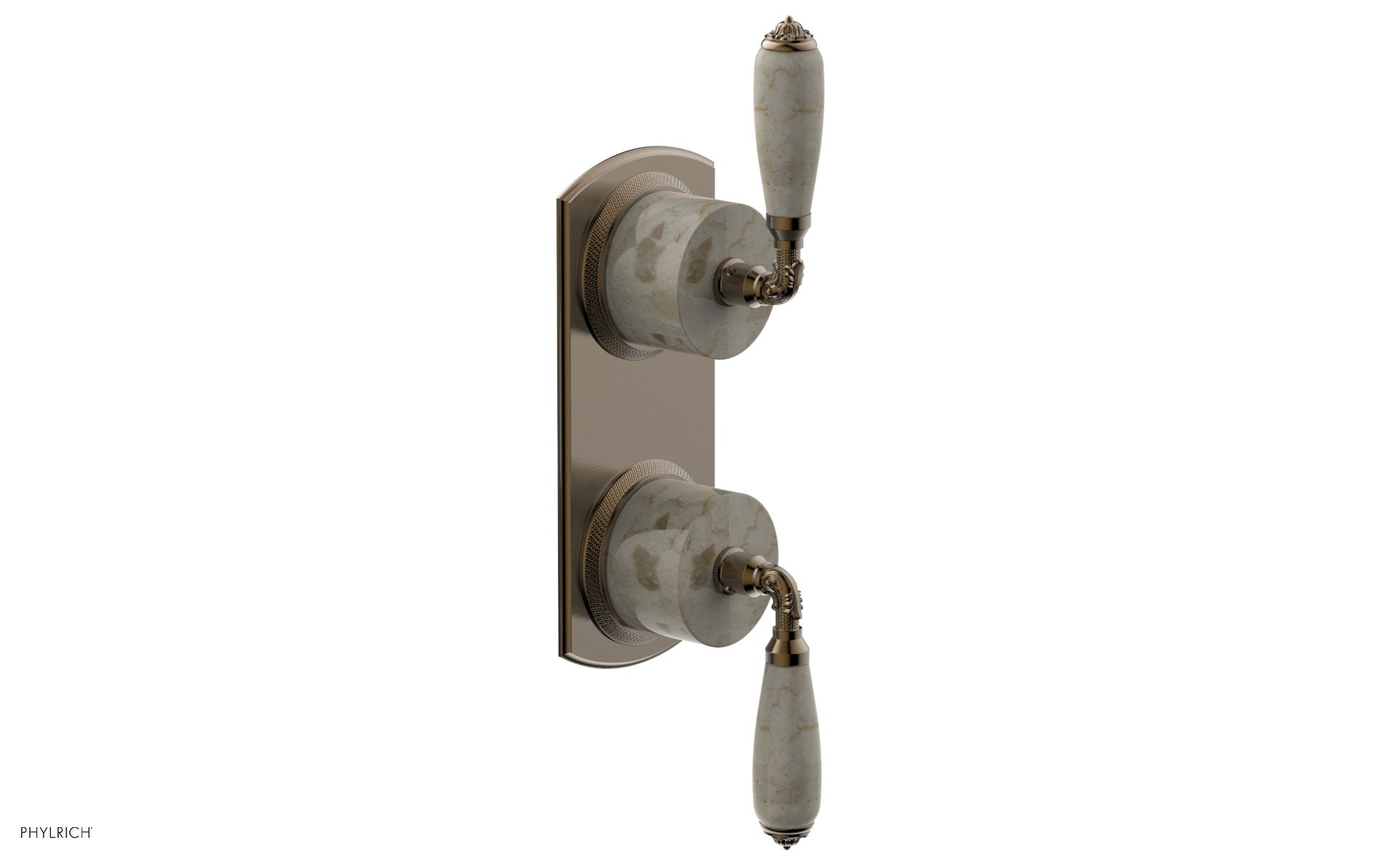 VALENCIA - Thermostatic Valve with Volume Control or Diverter, Beige Marble Lever Handles 4-453D