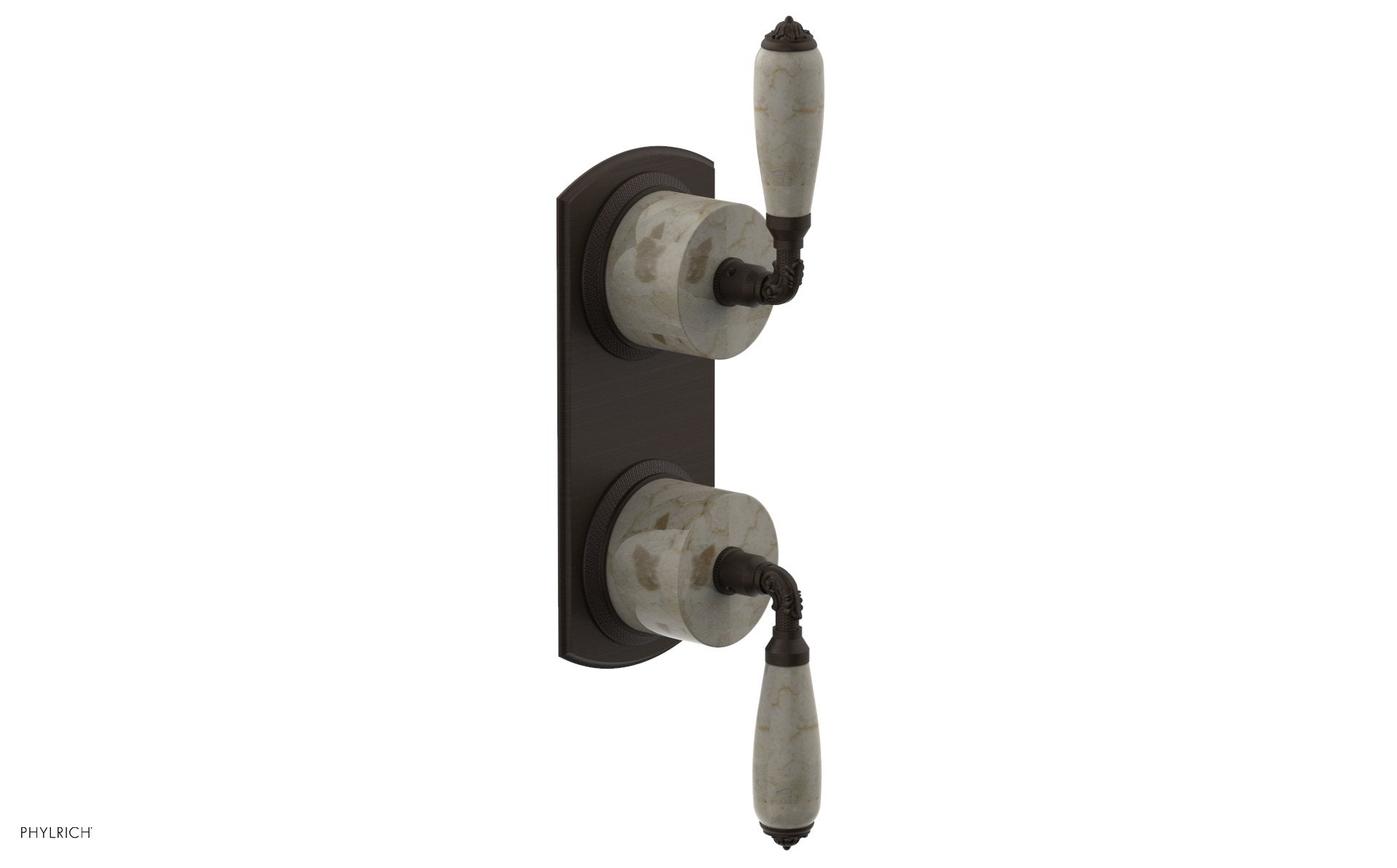 VALENCIA - Thermostatic Valve with Volume Control or Diverter, Beige Marble Lever Handles 4-453D