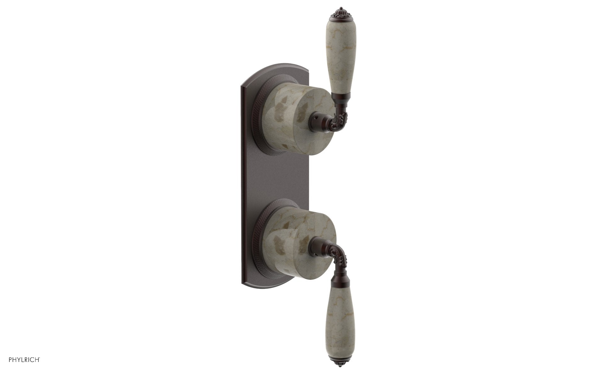 VALENCIA - Thermostatic Valve with Volume Control or Diverter, Beige Marble Lever Handles 4-453D