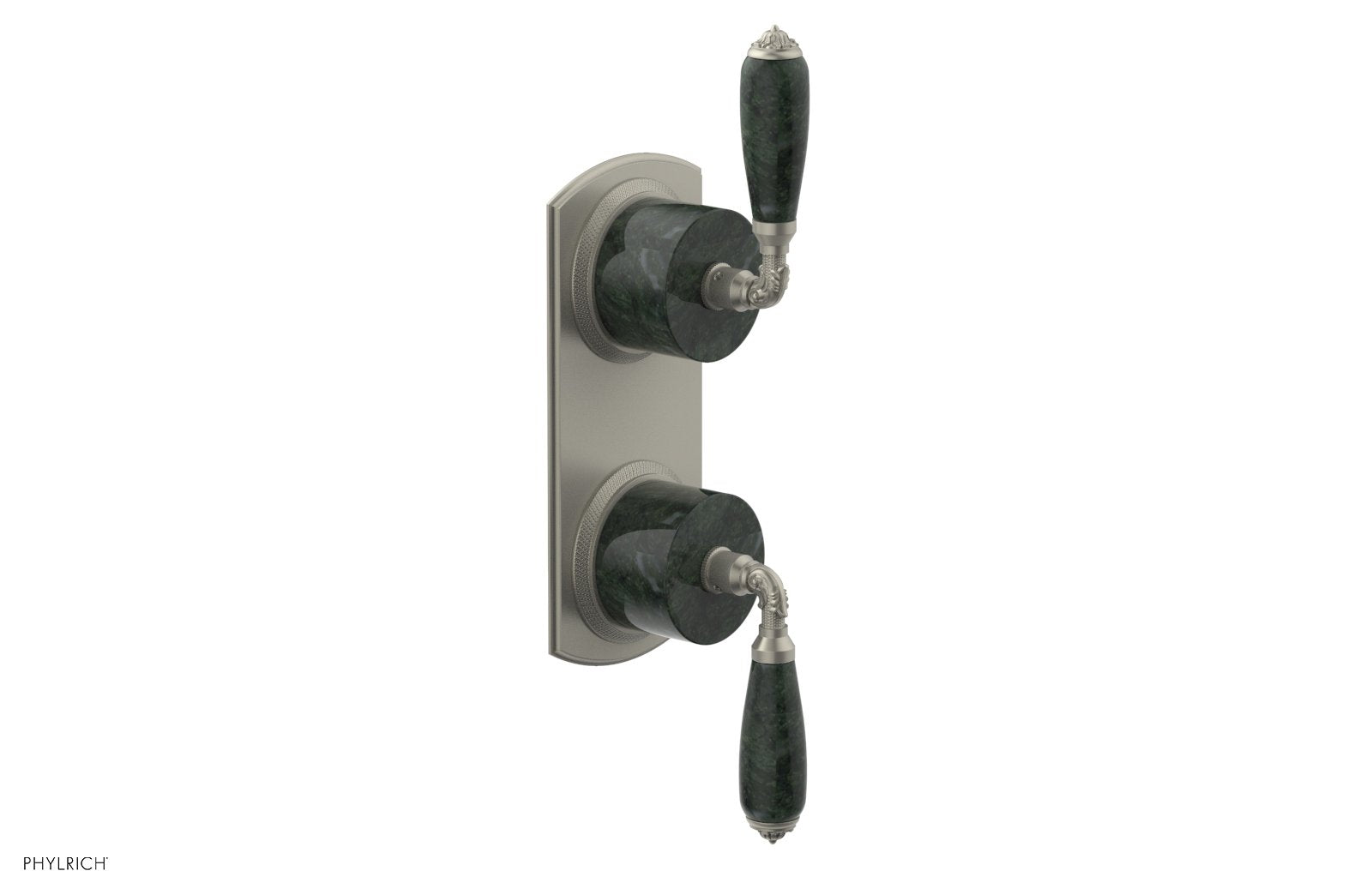 VALENCIA - Thermostatic Valve with Volume Control or Diverter, Green Marble Lever Handles 4-453F
