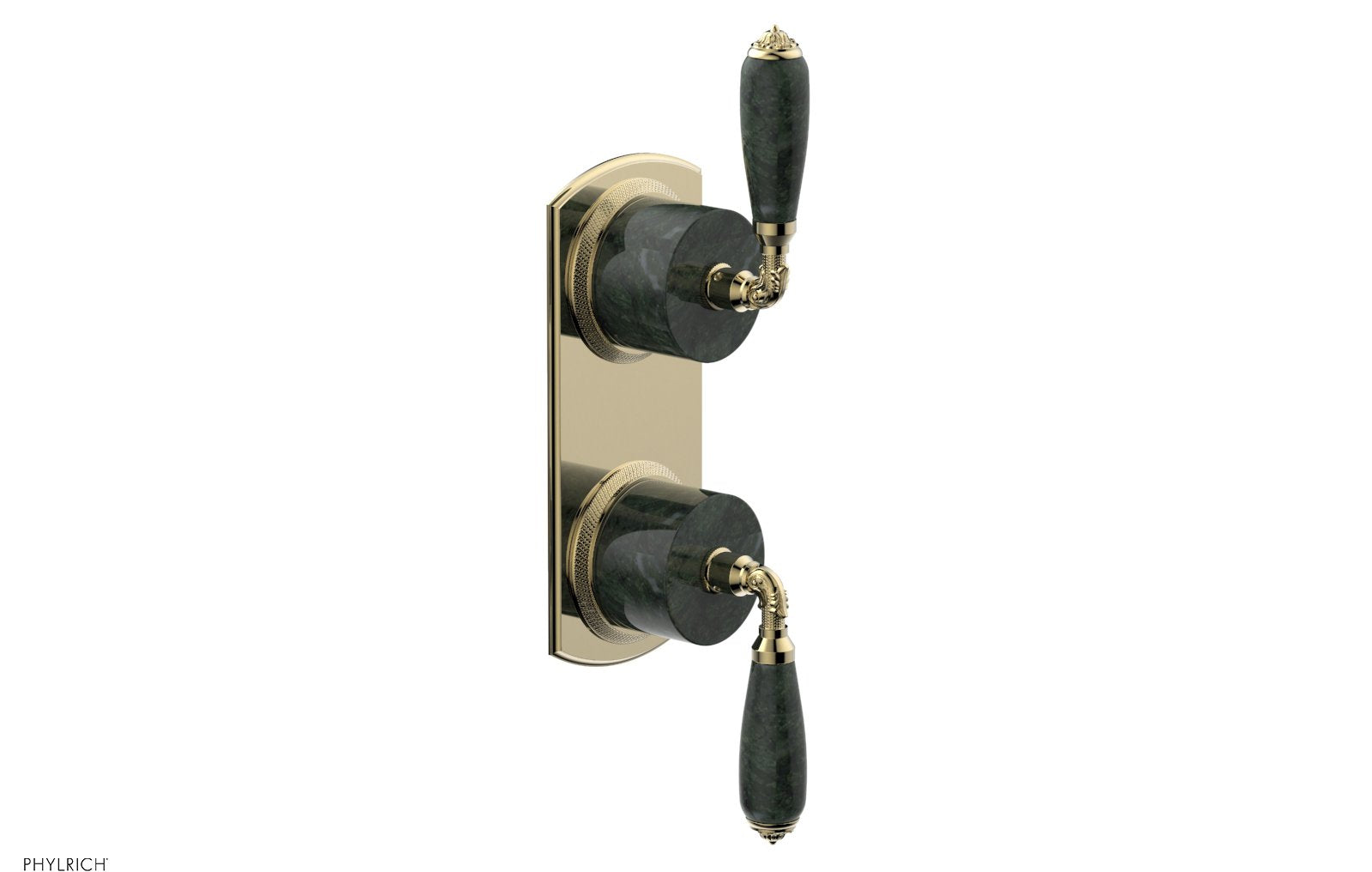 VALENCIA - Thermostatic Valve with Volume Control or Diverter, Green Marble Lever Handles 4-453F