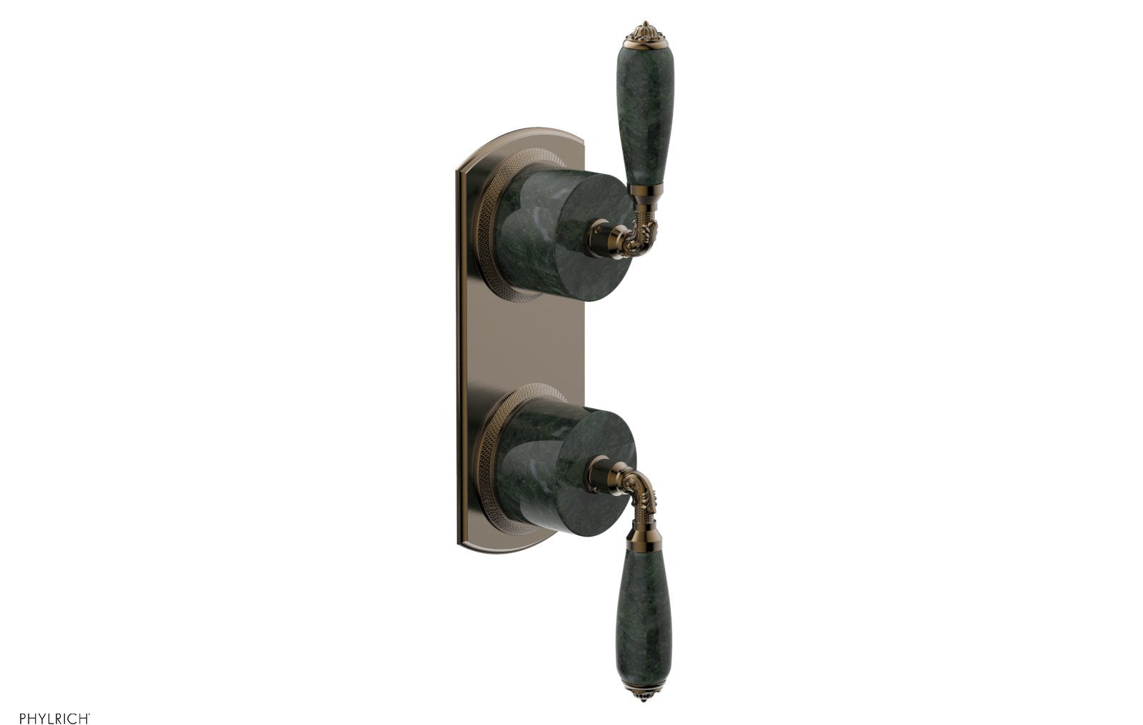 VALENCIA - Thermostatic Valve with Volume Control or Diverter, Green Marble Lever Handles 4-453F