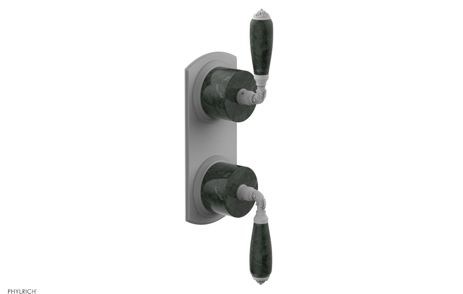 VALENCIA - Thermostatic Valve with Volume Control or Diverter, Green Marble Lever Handles 4-453F