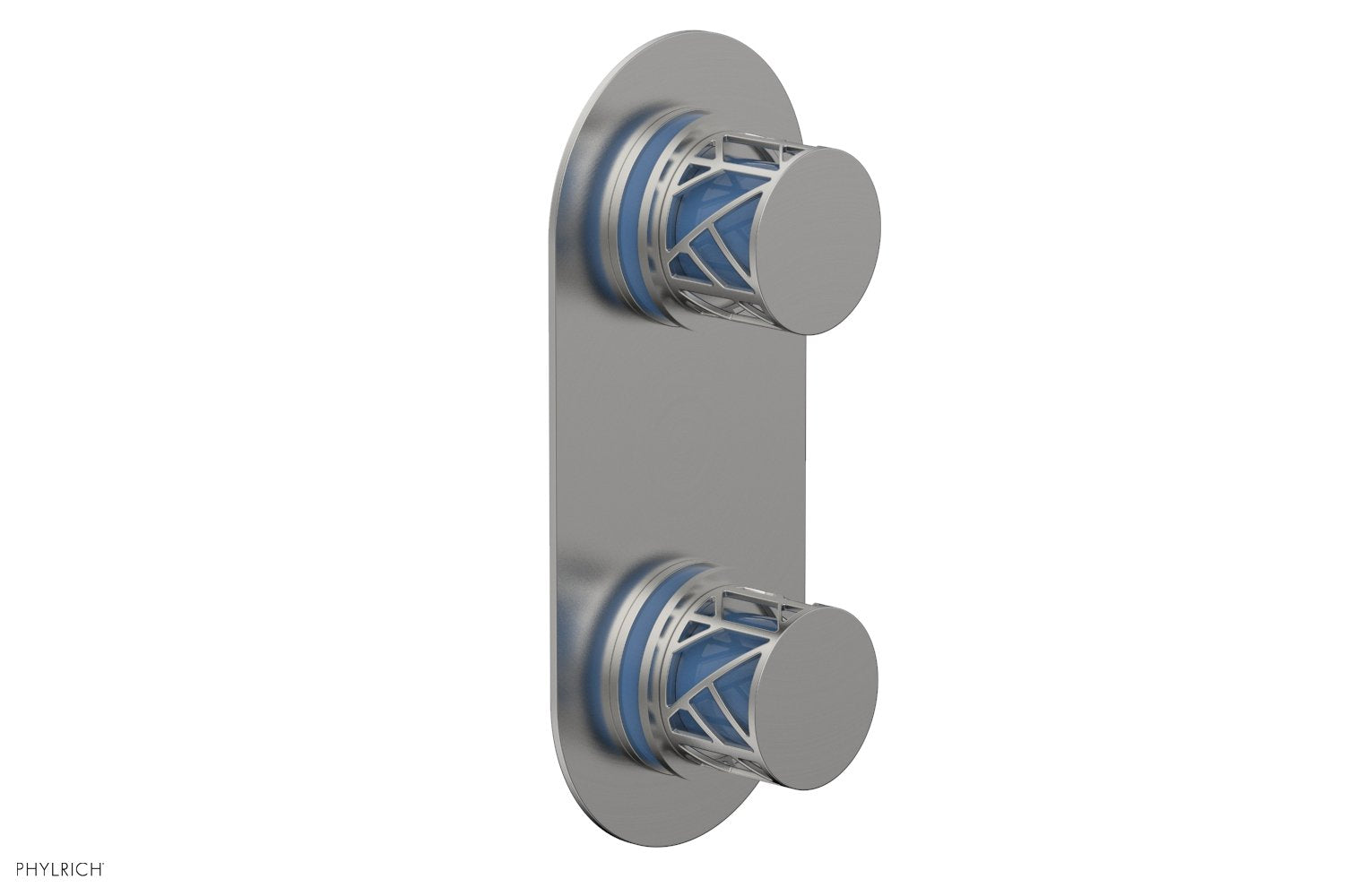 JOLIE- Thermostatic Valve with Volume Control or Diverter with "Light Blue" Accents 4-589
