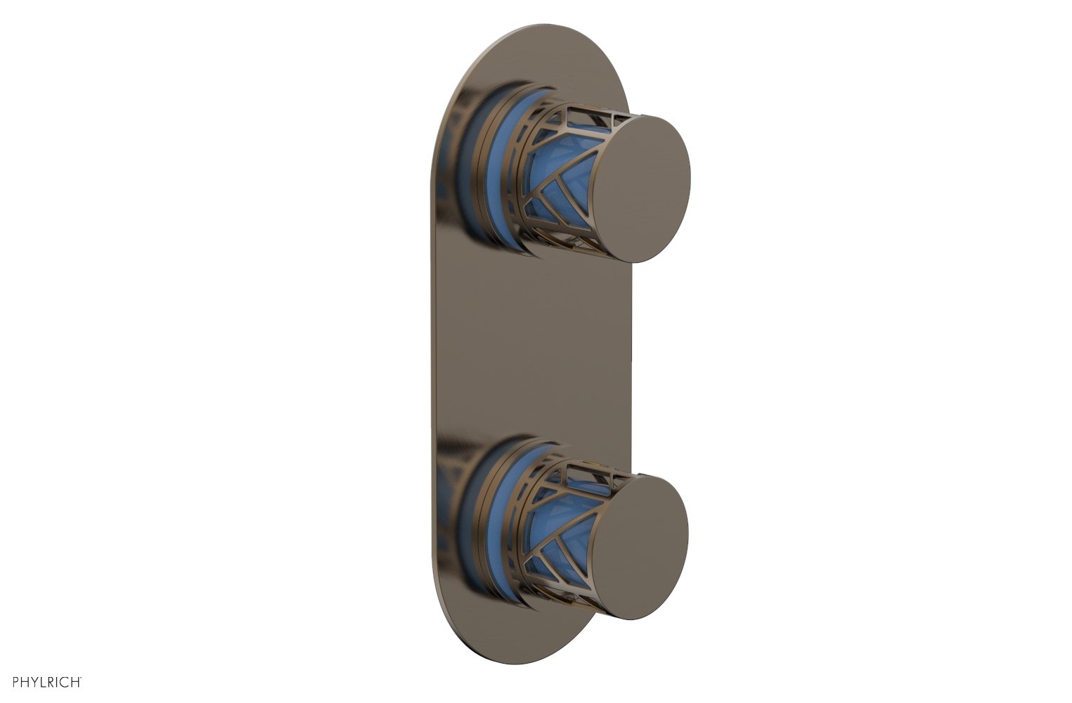 JOLIE- Thermostatic Valve with Volume Control or Diverter with "Light Blue" Accents 4-589