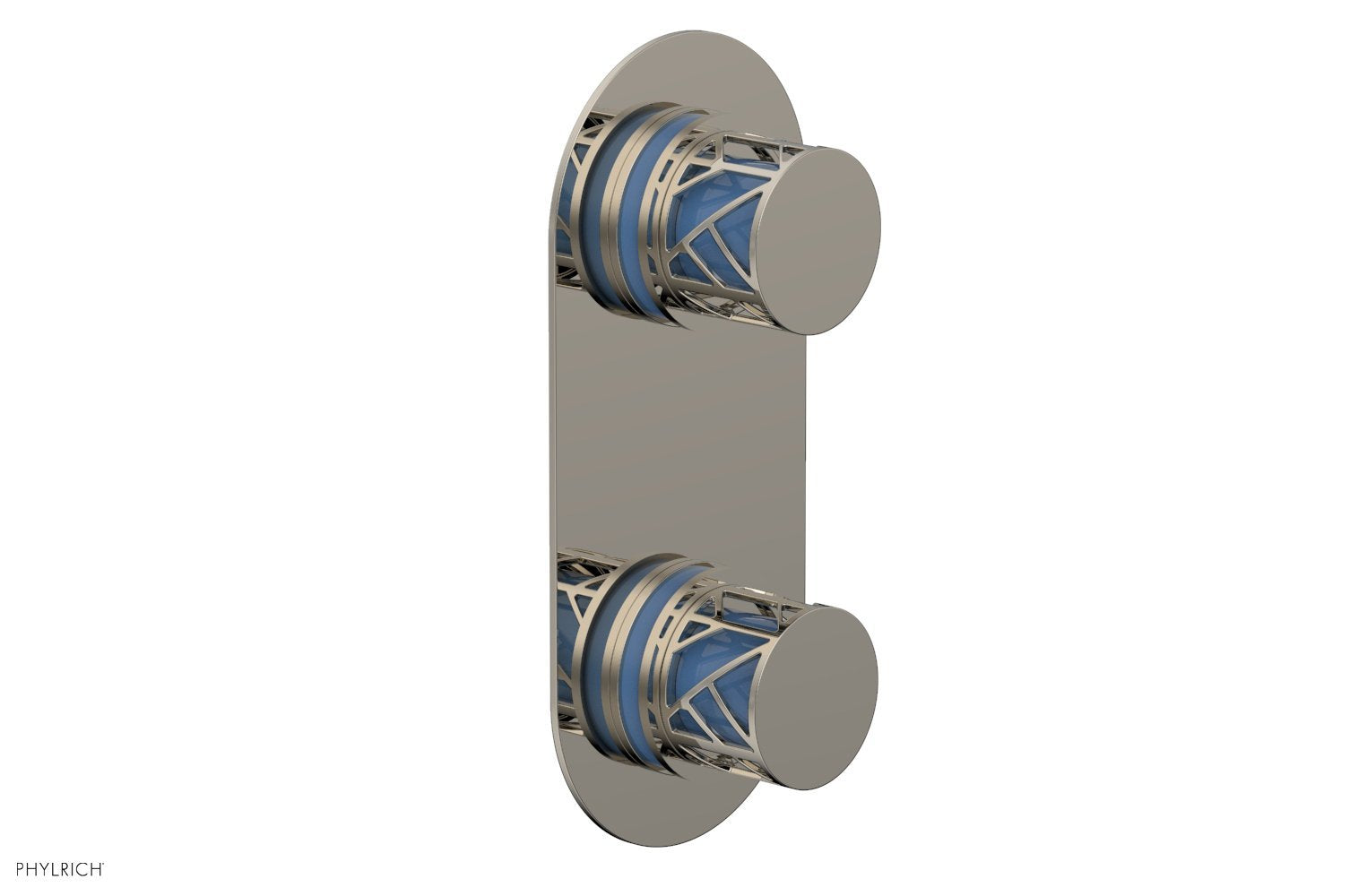 JOLIE- Thermostatic Valve with Volume Control or Diverter with "Light Blue" Accents 4-589