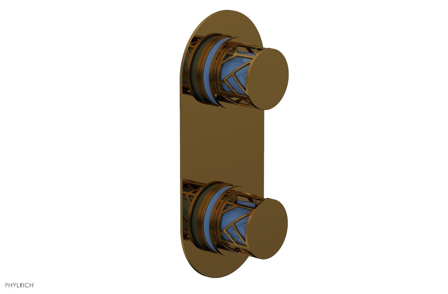 JOLIE- Thermostatic Valve with Volume Control or Diverter with "Light Blue" Accents 4-589