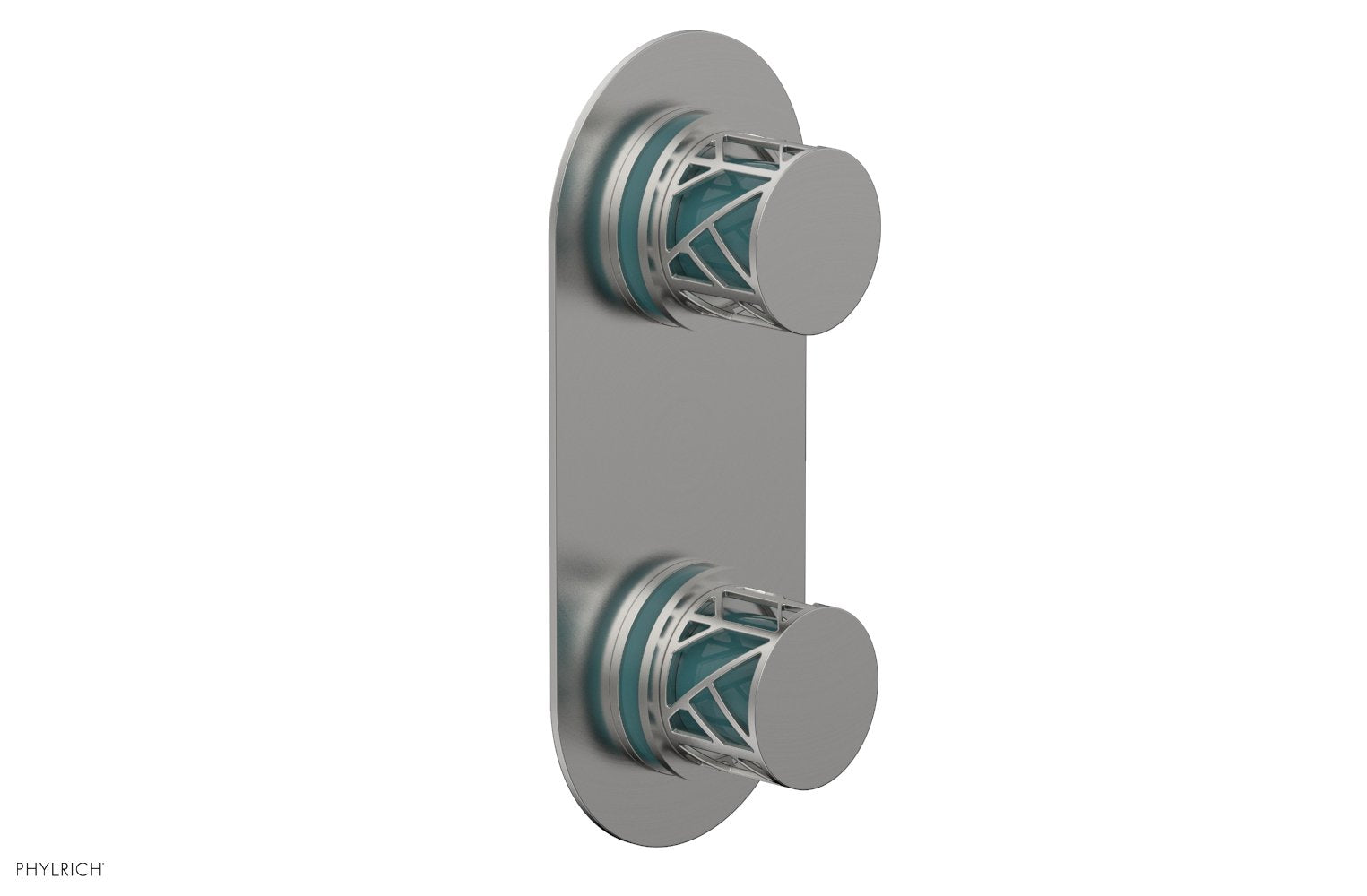 JOLIE- Thermostatic Valve with Volume Control or Diverter with "Turquoise" Accents 4-589
