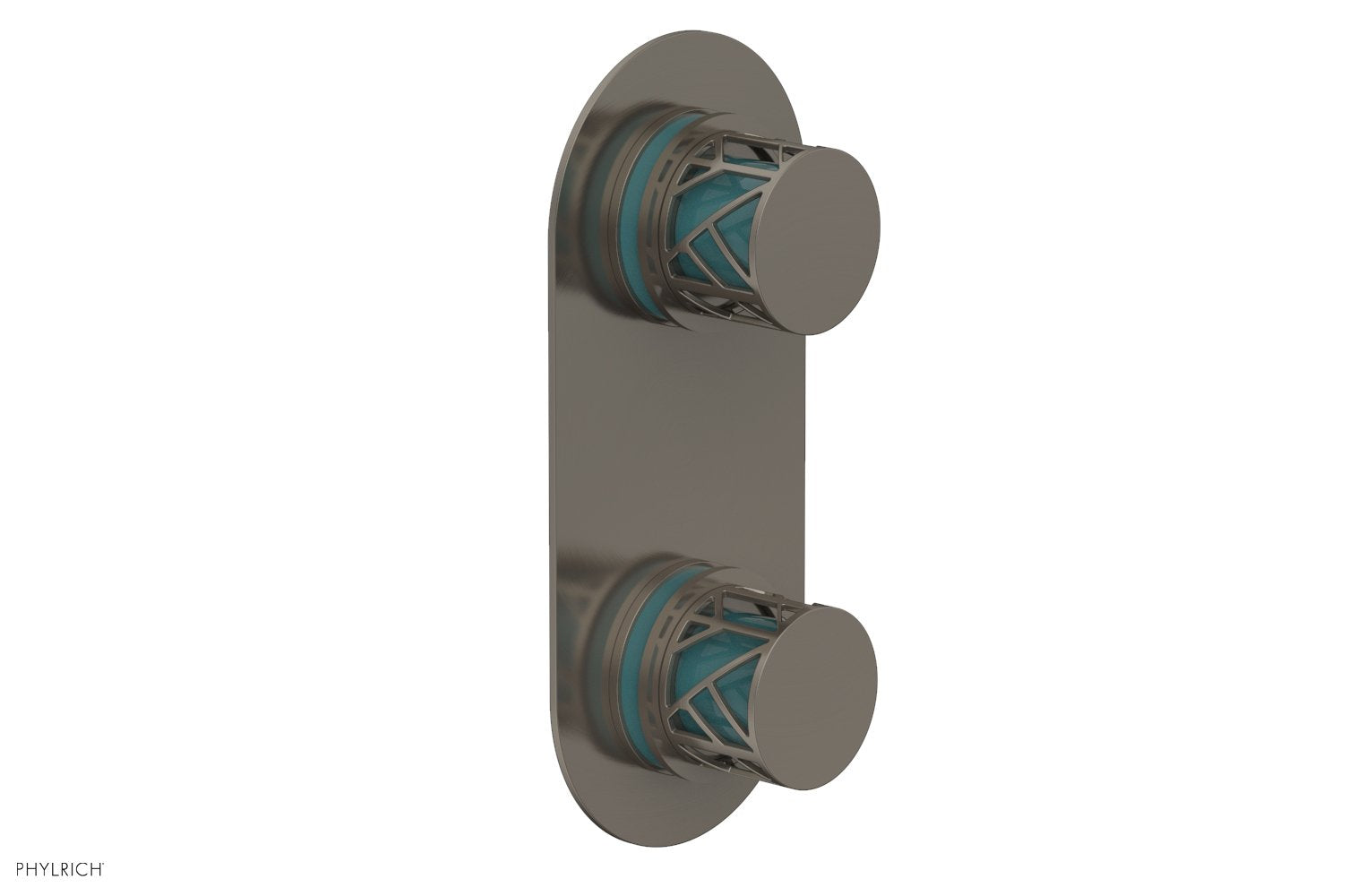 JOLIE- Thermostatic Valve with Volume Control or Diverter with "Turquoise" Accents 4-589