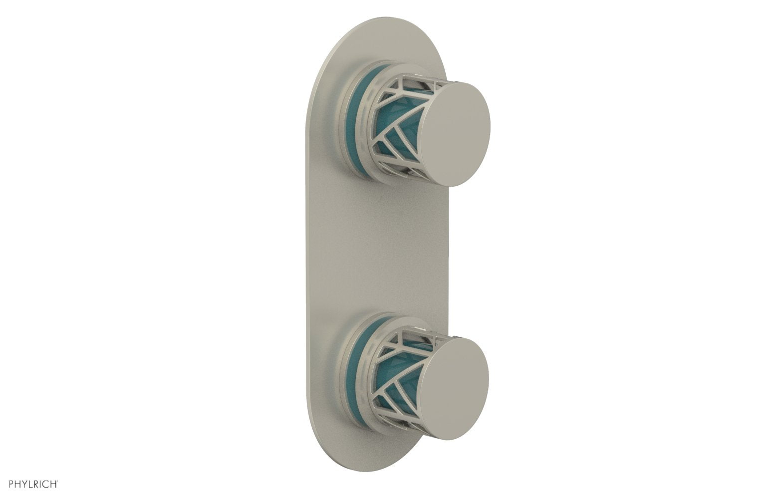 JOLIE- Thermostatic Valve with Volume Control or Diverter with "Turquoise" Accents 4-589