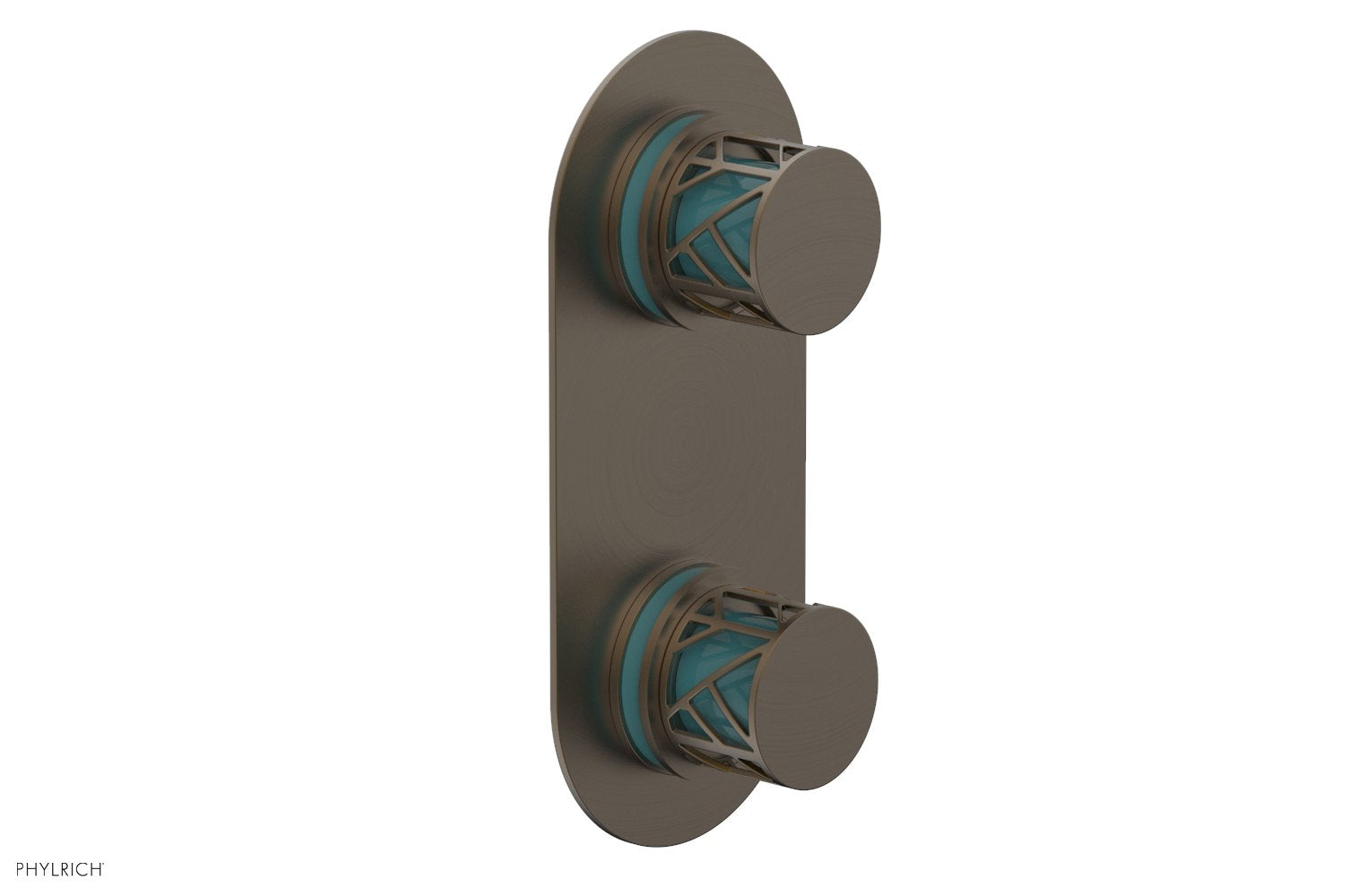 JOLIE- Thermostatic Valve with Volume Control or Diverter with "Turquoise" Accents 4-589
