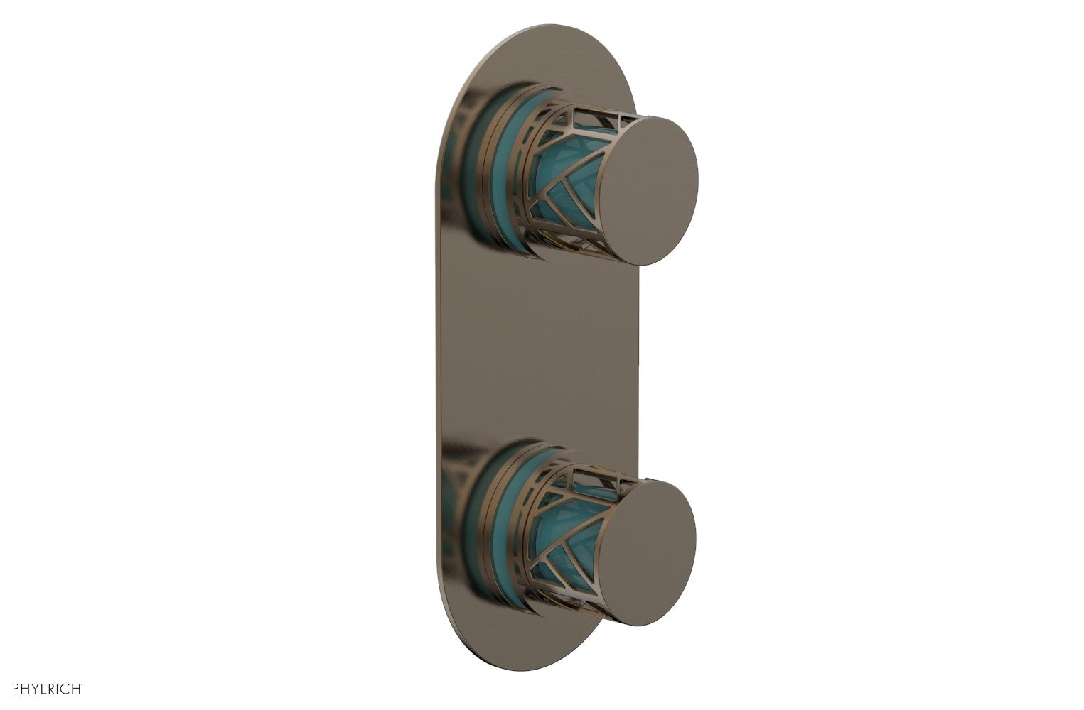 JOLIE- Thermostatic Valve with Volume Control or Diverter with "Turquoise" Accents 4-589