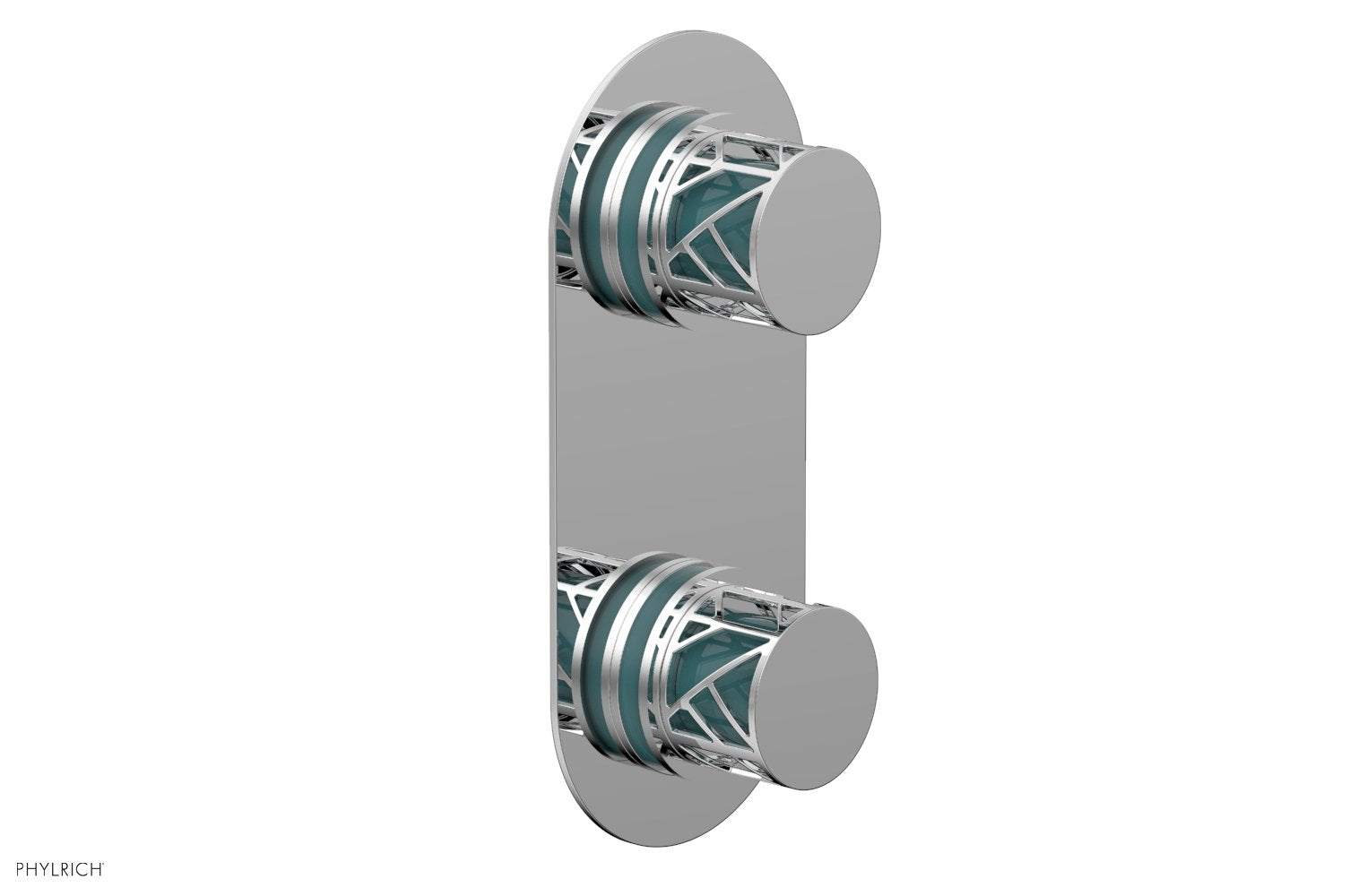 JOLIE- Thermostatic Valve with Volume Control or Diverter with "Turquoise" Accents 4-589