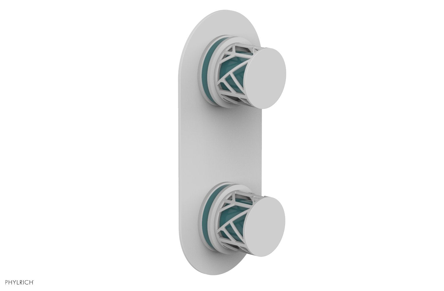 JOLIE- Thermostatic Valve with Volume Control or Diverter with "Turquoise" Accents 4-589