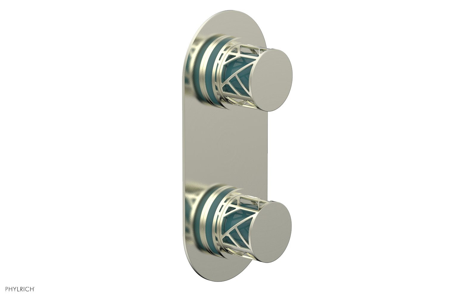 JOLIE- Thermostatic Valve with Volume Control or Diverter with "Turquoise" Accents 4-589