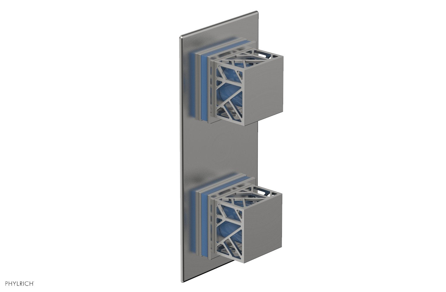 JOLIE- Thermostatic Valve with Volume Control or Diverter with "Light Blue" Accents 4-588
