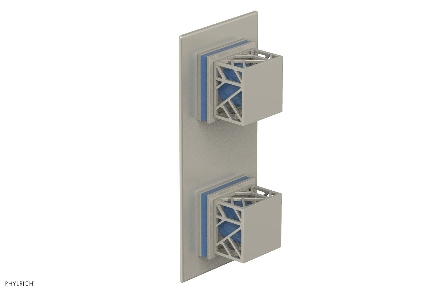 JOLIE- Thermostatic Valve with Volume Control or Diverter with "Light Blue" Accents 4-588