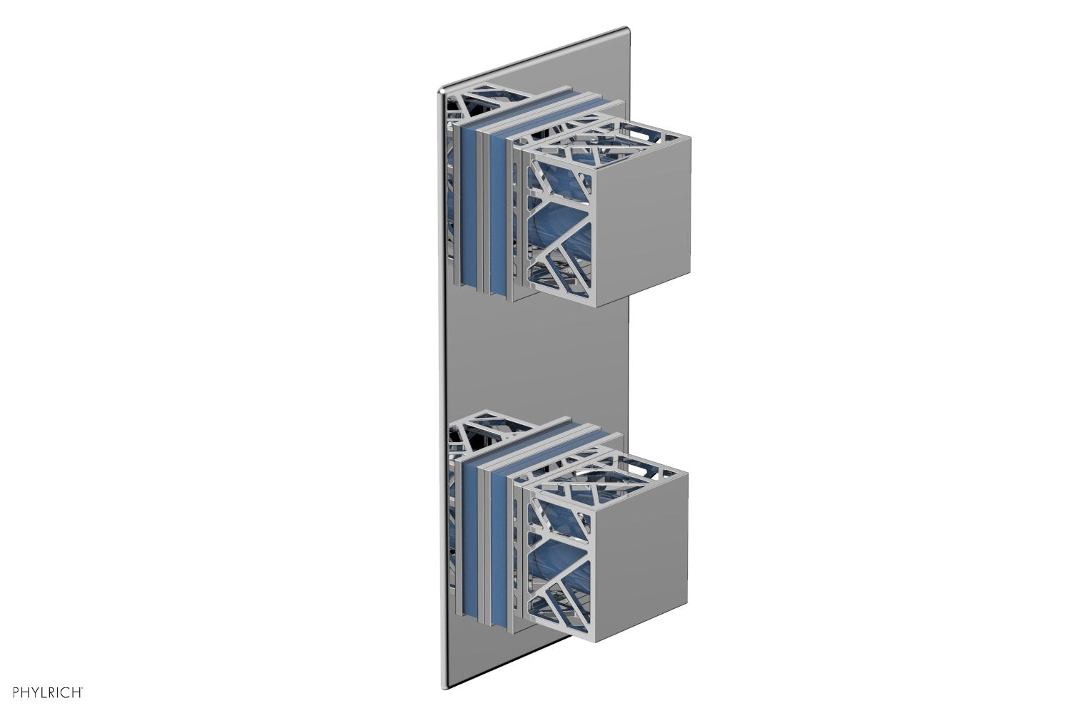 JOLIE- Thermostatic Valve with Volume Control or Diverter with "Light Blue" Accents 4-588