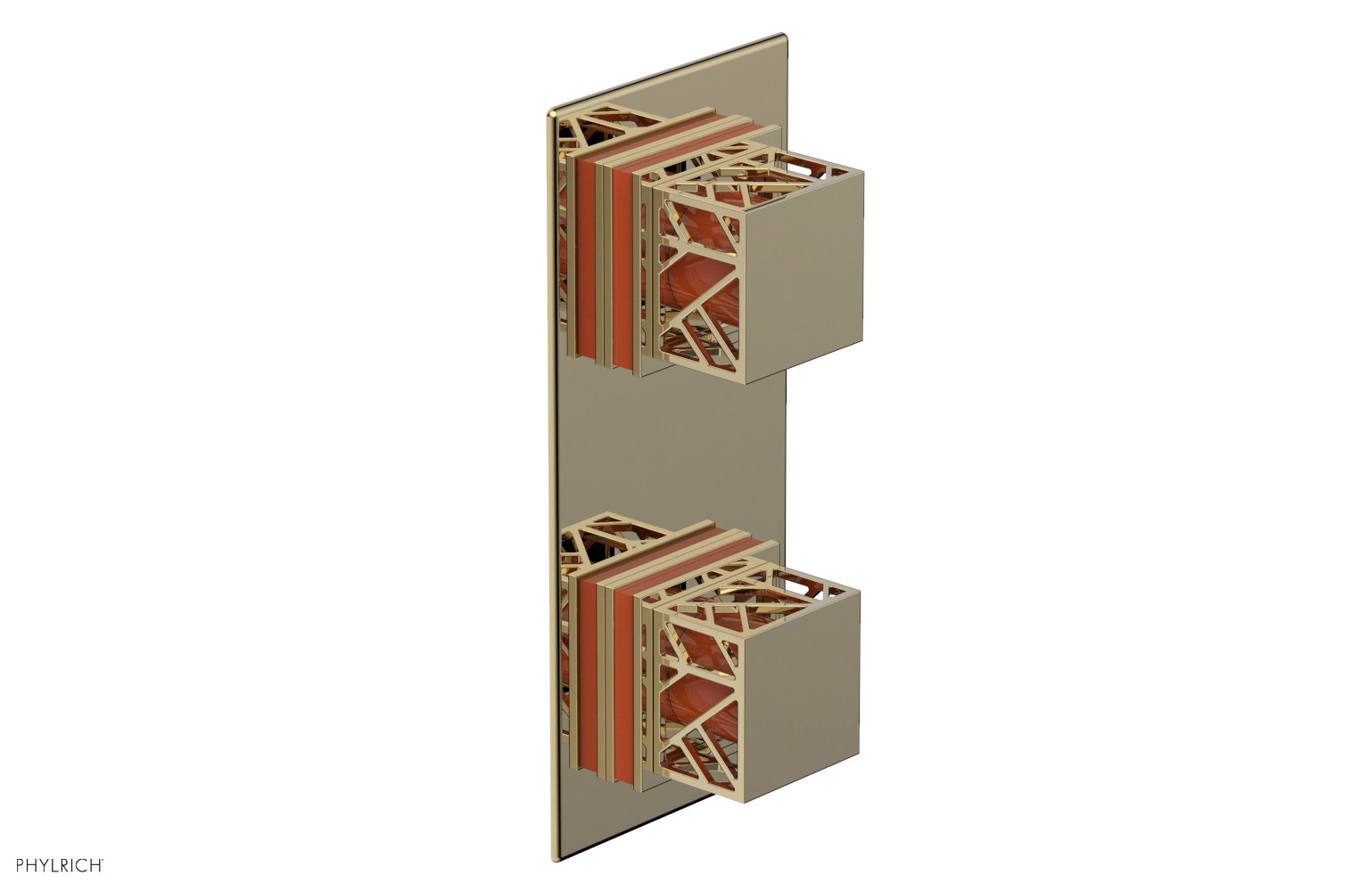 JOLIE- Thermostatic Valve with Volume Control or Diverter with "Orange" Accents 4-588