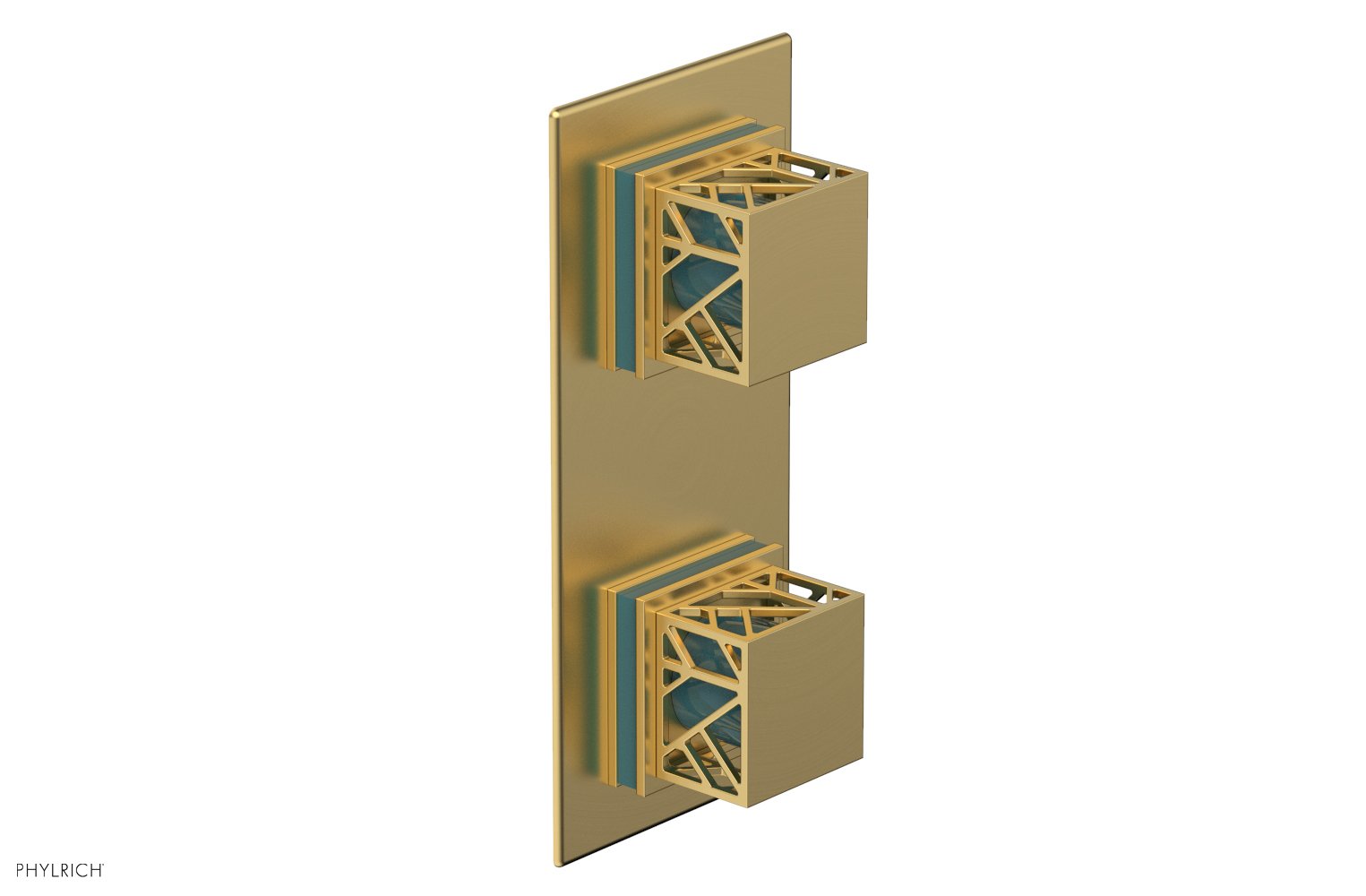 JOLIE- Thermostatic Valve with Volume Control or Diverter with "Turquoise" Accents 4-588