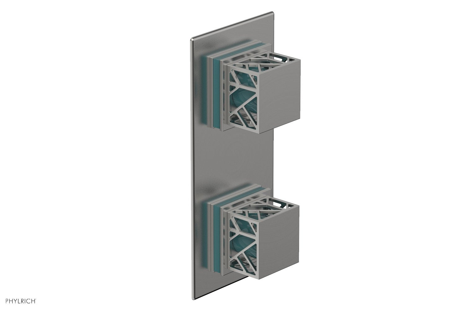 JOLIE- Thermostatic Valve with Volume Control or Diverter with "Turquoise" Accents 4-588