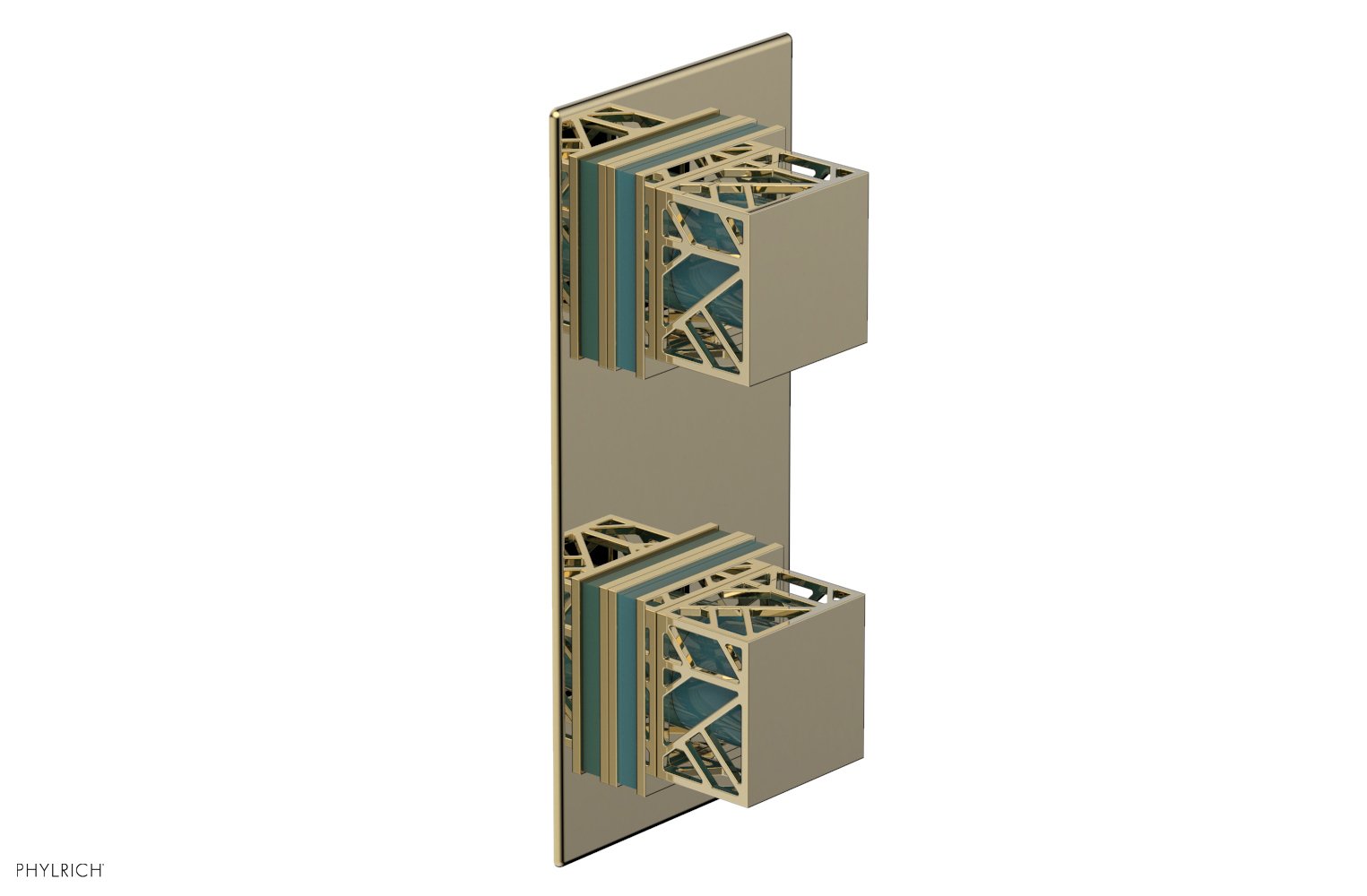 JOLIE- Thermostatic Valve with Volume Control or Diverter with "Turquoise" Accents 4-588