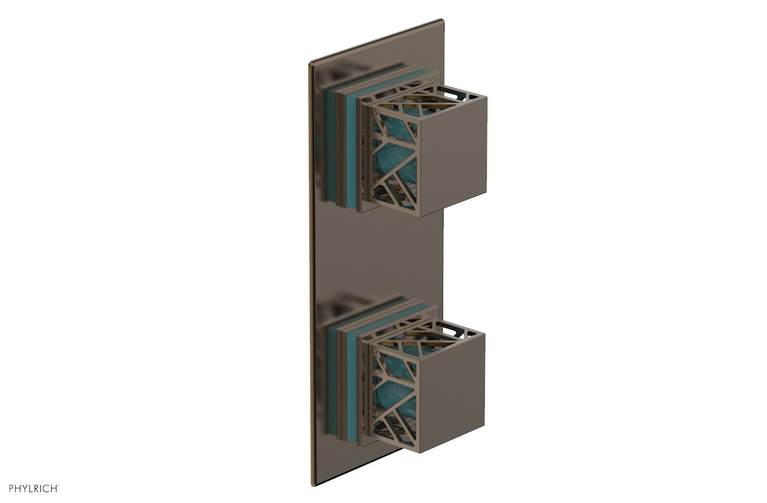 JOLIE- Thermostatic Valve with Volume Control or Diverter with "Turquoise" Accents 4-588