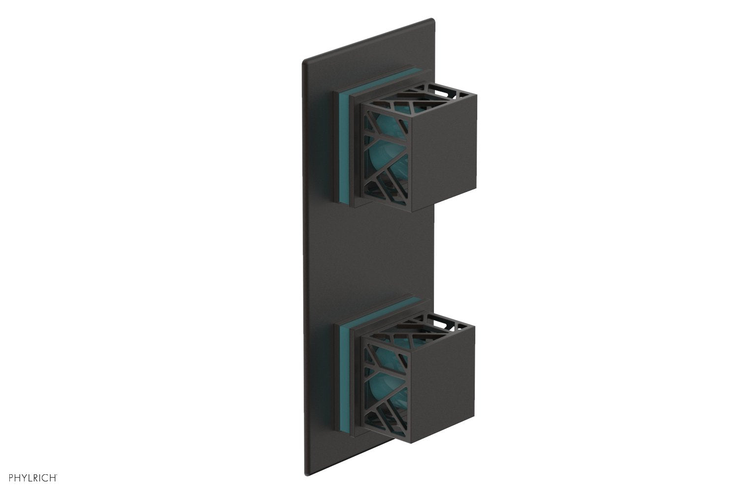JOLIE- Thermostatic Valve with Volume Control or Diverter with "Turquoise" Accents 4-588