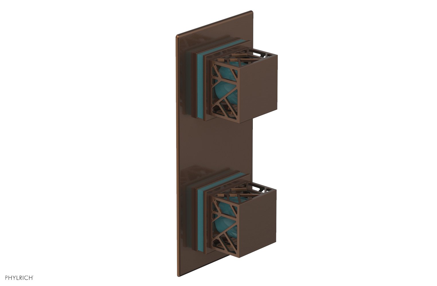 JOLIE- Thermostatic Valve with Volume Control or Diverter with "Turquoise" Accents 4-588