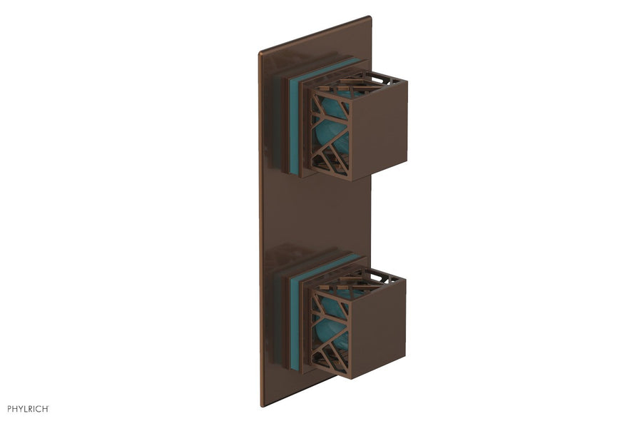 JOLIE- Thermostatic Valve with Volume Control or Diverter with "Turquoise" Accents 4-588